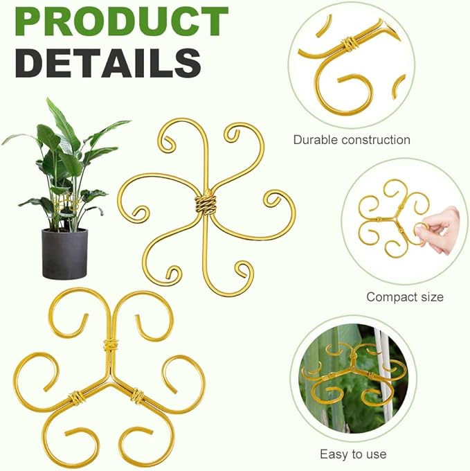 Plant Stem Support Set, 2025 New Reusable Plastic Climbing Plant Support Plant Trellis 3/6 Pcs, Upgrade Climbing Houseplant Support Stakes for Indoor Plants Stem Holder (1, Green Round)
