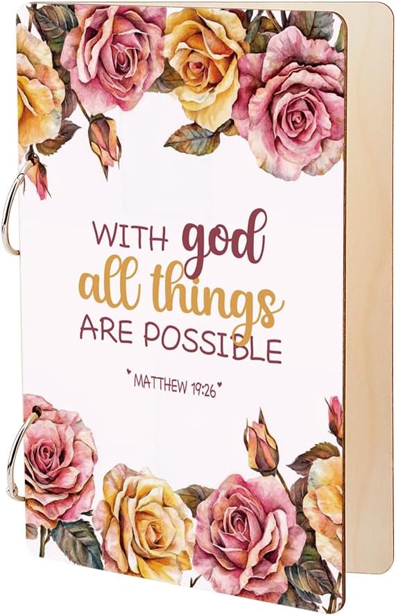 SUPERDANT With God All Things Are Possible Greeting Card Holder Organizer Wooden Card Keeper Binder Planning Book Birthday Cards Keeper Photo Album Graduation Wedding Planner Journal Keepsake Gift