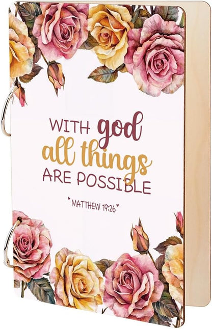 SUPERDANT With God All Things Are Possible Greeting Card Holder Organizer Wooden Card Keeper Binder Planning Book Birthday Cards Keeper Photo Album Graduation Wedding Planner Journal Keepsake Gift