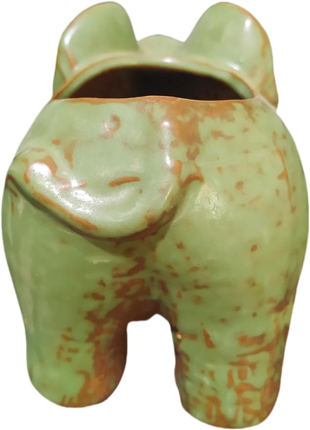 Cute Animal Elephant Shaped Ceramic Succulent Cactus Air Plant Flower Pots Planters-Plant Not Included (Small Green)