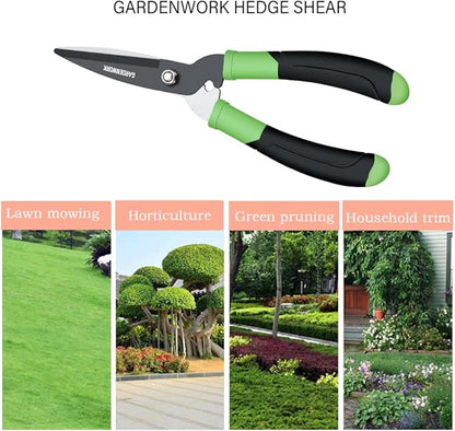 GARDENWORK Hedge Shears Clippers for Trimmer,Garden Clippers Handheld,Boxwood,Shrubs, Bush Cutters Trimmer with Teflon Coating High Carbon Steel Blades,16"Gardening Shears with Comfort Grip Handles