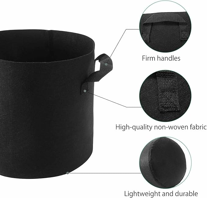 10-Pack 7 Gallon Grow Bags, Heavy Duty Thickened Fabric Grow Bags, Nonwoven Fabric Pots with Handles