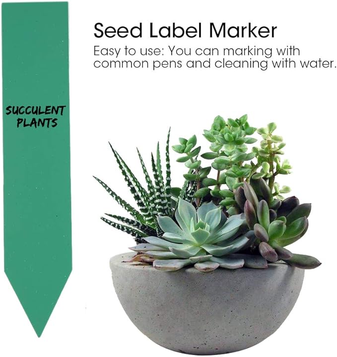 100 Pcs Plastic Plant Seed Labels Pot Marker Nursery Garden Stake Tags (Green)