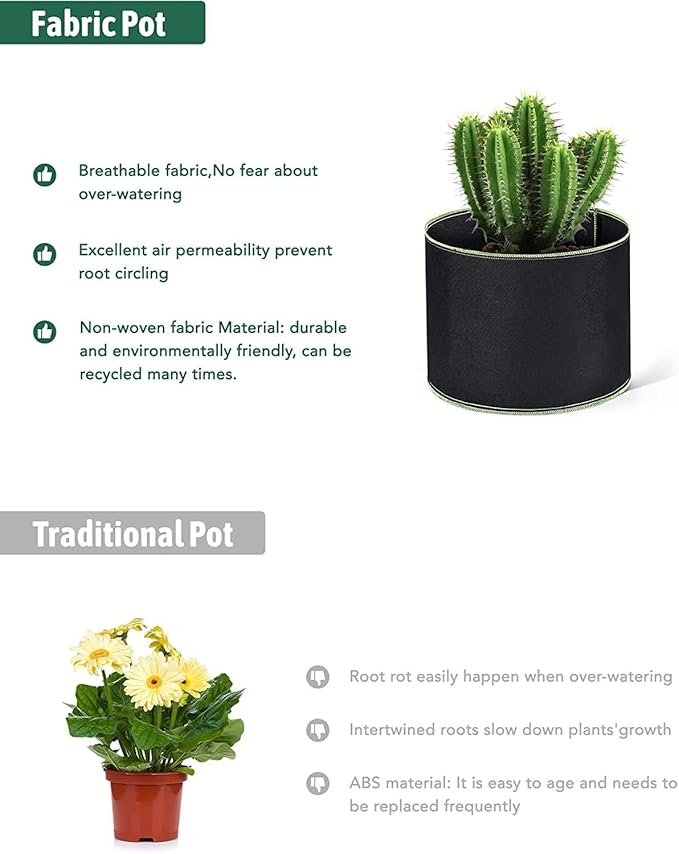 2 PCS Potato Grow Bags 50 Gallon with Flap Plant Grow Bags Garden Vegetable Planting Pots Grow Bags for Growing Potatoes Tomato and Fruits Outdoor 75cm/29.5inch Diameter 40cm/15.7inch Height