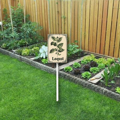 Uptell Vintage Aluminum Loqust Fruit Signs Yard Sign with Stake for Garden Fruit Garden Label Stakes Plant Markers for Outdoor Plants Waterproof 7x8.8 inch