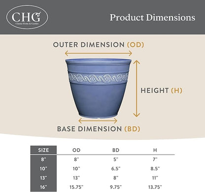 Classic Home and Garden Corinthian Resin Flower Pot Planter, Desert Tan, 8"
