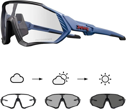 KAPVOE Photochromic Cycling Glasses Men Women Mountain Bike Sunglasses Clear MTB Bicycle Riding - K9408