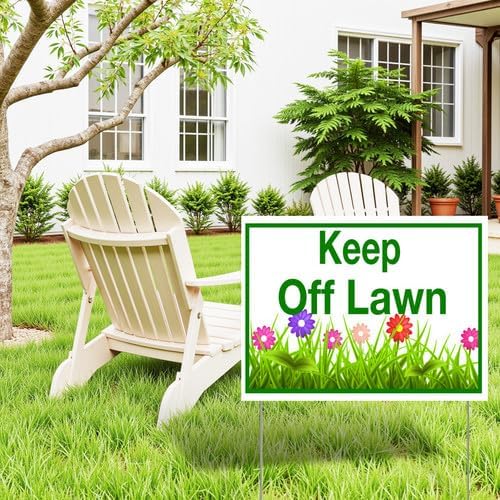 Keep Off Lawn Yard Sign With Stake Stand Plastic Signage Double Sided Sign Funny Garden Decor 9 x 12 Inches Sturdy Rust Free Weatherproof Outdoor Use