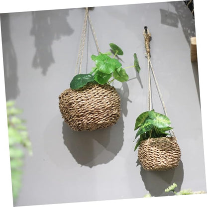 BESPORTBLE 2pcs Mini Handwoven Rope Basket for Plants Storage Decorative Hanging Storage Blanket for Home Decor for Pot Cover and Plant Unique