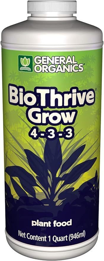General Hydroponics General Organics BioThrive Grow, Plant Food, 4-3-3, 1 qt.