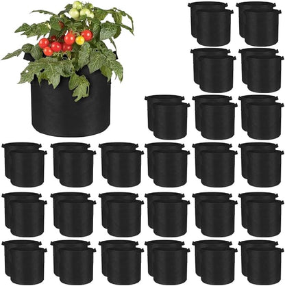 50 Pack Grow Bags Fabric Pots with Handles Aeration Grow Pots Garden Plant Bags for Gardening, Plant and Vegetables, Black (7 Gallon)