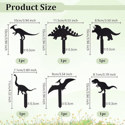 OLYCRAFT 6pcs 6-Style Animals Themed Acrylic Stakes with Paper Coating 3.9~4.3x2.7~4.5 Inch Black Dinosaur Garden Decoration Acrylic Plant Label Signs for Flower Pot Planter House Decors