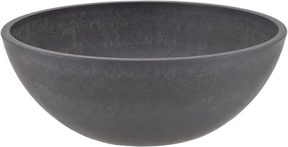 PSW Pot Collection M25DC 10-inch Plastic/Stone/Wood Composite Low Bowl Planter – No Drainage Hole (Drillable), Shallow Indoor/Outer Pot for Succulents, Bonsai, Fairy Gardens, Herbs, Dark Charcoal