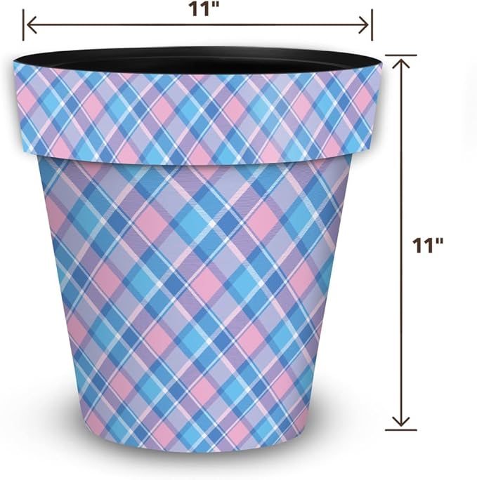 Briarwood Lane Pink and Blue Plaid Medium Planter