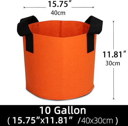 Grow Bags,Growing Pot Bags Garden Grow Bag Indoor Outdoor Fabric Aeration Plant Pot Container Flower Vegetable Pouch (Dark Orange,10Gallon)