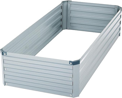 2 Pack 4x2x1FT Galvanized Raised Garden Bed Kit, Outdoor Metal Planter Box for Vegetables, Bottomless Rectangular Gardening Bed with Support Rods, Tool-Free Assembly, Gray