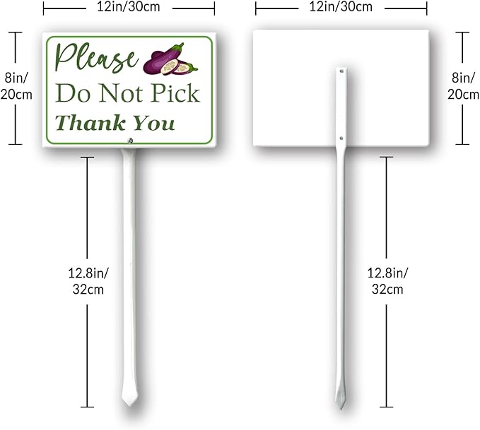 Boylee (8X12) IN Please Do Not Pick Eggplant Thank You Yard Sign With Stake Rustproof Aluminum Fruit Vegetable Signs Stand for Home Orchard Garden Outdoor Decoration