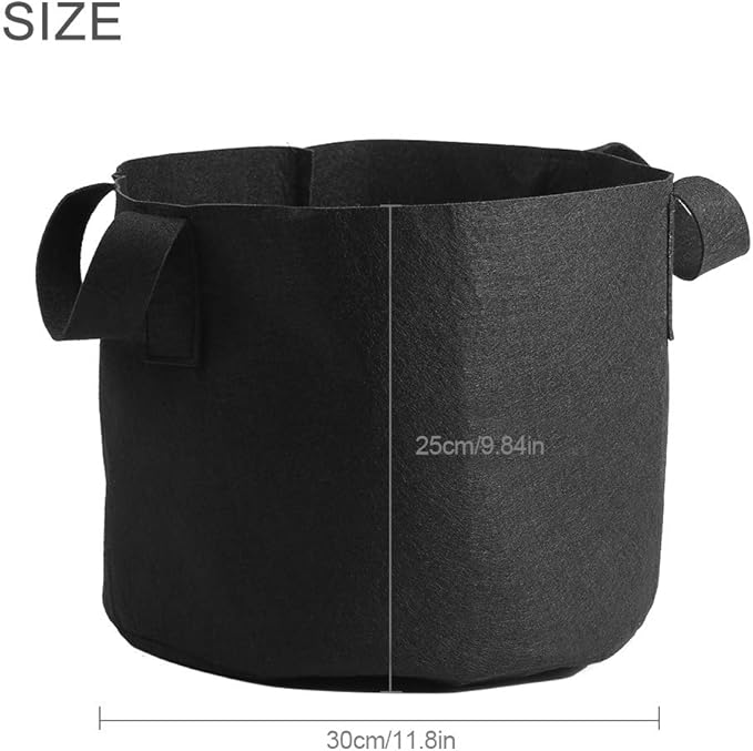 Plant Grow Bag, Thickened Nonwoven Fabric Planting Pot with Handle Aeration Planting Pot Container 1/2/3/5/7/10 Gallon 1Pc (25 x 30 cm (5 Gallons))