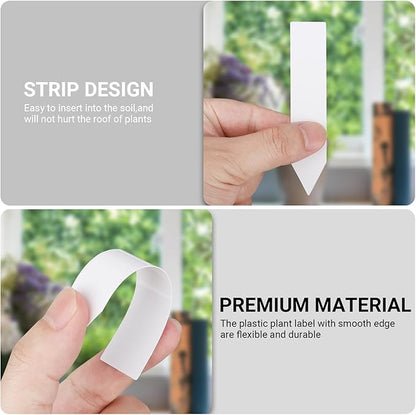 Greaner 4 Inch Plant Markers, 100PCS Weatherproof Plant Markers, Plastic Plant Labels for Outdoor Garden Waterproof, Plant Name Tags for Indoor Outdoor Plants with Garden Marker Pen（White）