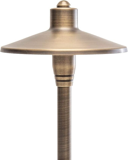 G2 12V Brass Path Light (24" Tall) with 3W 2700K Warm White G4 LED Bulb for Low Voltage Landscape Lighting on Outdoor Pathway, Walkway, Garden, Driveway or Patio