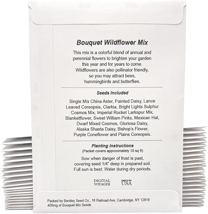 Baby in Bloom Seed Packet Favors Pre Filled with Wildflower Seeds -Baby Shower Party Favors for Guests, Thank You Gift or Present for Girl or Boy -Sage Green, White Floral Decorations -Bulk Pack of 20