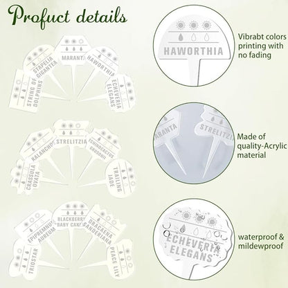 arricraft 15 Pcs Transparent Shaped Acrylic Plant Labels, Plant Sun Water Theme Waterproof Garden Stake Labels for Indoor Outdoor Potted Plants Nursery Markers Decorative Accessories 4.01x2.68 inches