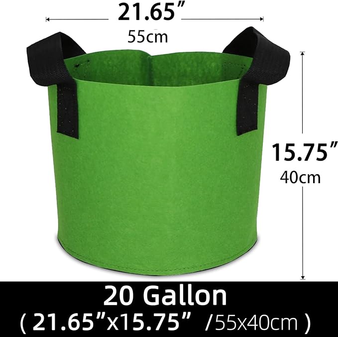 Grow Bags,Growing Pot Bags Garden Grow Bag Indoor Outdoor Fabric Aeration Plant Pot Container Flower Vegetable Pouch (Green,20Gallon)