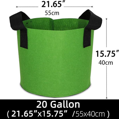 Grow Bags,Growing Pot Bags Garden Grow Bag Indoor Outdoor Fabric Aeration Plant Pot Container Flower Vegetable Pouch (Green,20Gallon)