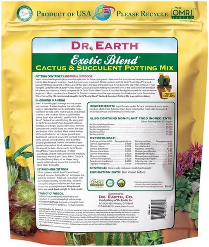 Dr. Earth 810 Exotic Cactus & Succulent Soil, 8 Quart, Natural