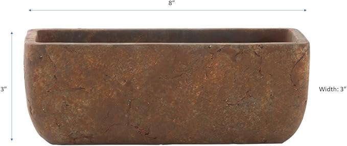 Classic Home and Garden Dakota Rectangular Planter Box w/Drain Plug - Small Succulent Pots for Window Sills & More - Shallow Trough Planter for Indoor Outdoor Use (8” Rust Brown)