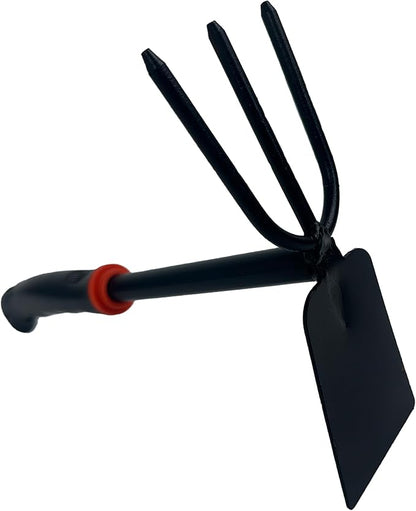 Hoe and Cultivator Garden Rake, Hoe & Sturdy 3 Claw Tiller, 2-in-1 Gardening Hand Tools for Digging
