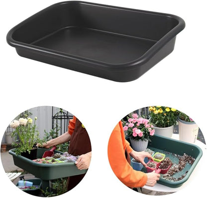 Garden Tidy Tray, Multifunctional One Piece Potting Tray for Seeding, Mixing, Growing and Storage, Succulent and Cactus Soil Potting Mix 23"x16.4"x4.3" (Black)