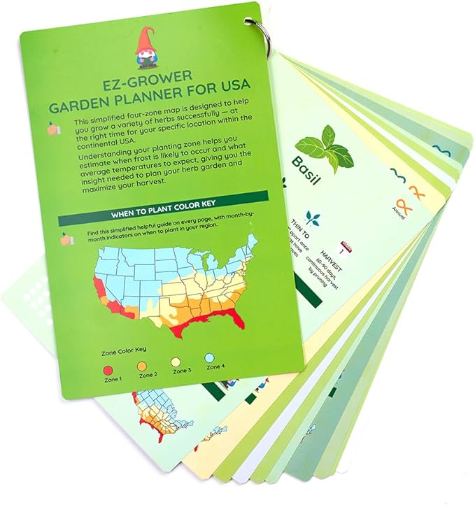 EZ Grower Garden Planner | Tips & Tricks | Gardening Zones for USA | Perfect for Beginners | Made in USA (Herb Edition)
