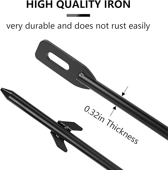 2-Pack Yard Sign Stakes Metal for Ground 31" Long 0.31" Thick, Yard Sign Holder Stand for Ground Outdoor, Sign Poles Stakes for Outdoor, Easy to Install - Black