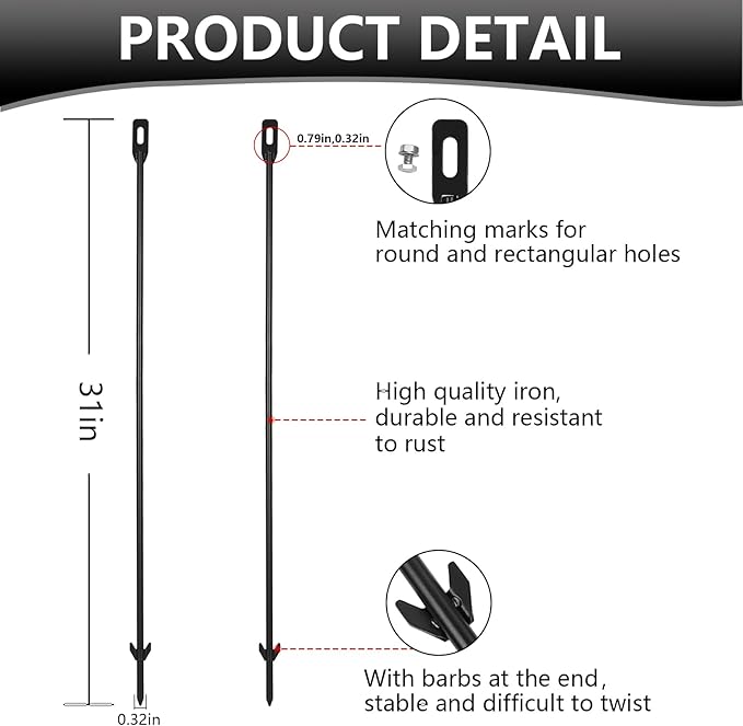2-Pack Yard Sign Stakes Metal for Ground 31" Long 0.31" Thick, Yard Sign Holder Stand for Ground Outdoor, Sign Poles Stakes for Outdoor, Easy to Install - Black