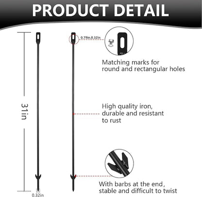 2-Pack Yard Sign Stakes Metal for Ground 31" Long 0.31" Thick, Yard Sign Holder Stand for Ground Outdoor, Sign Poles Stakes for Outdoor, Easy to Install - Black