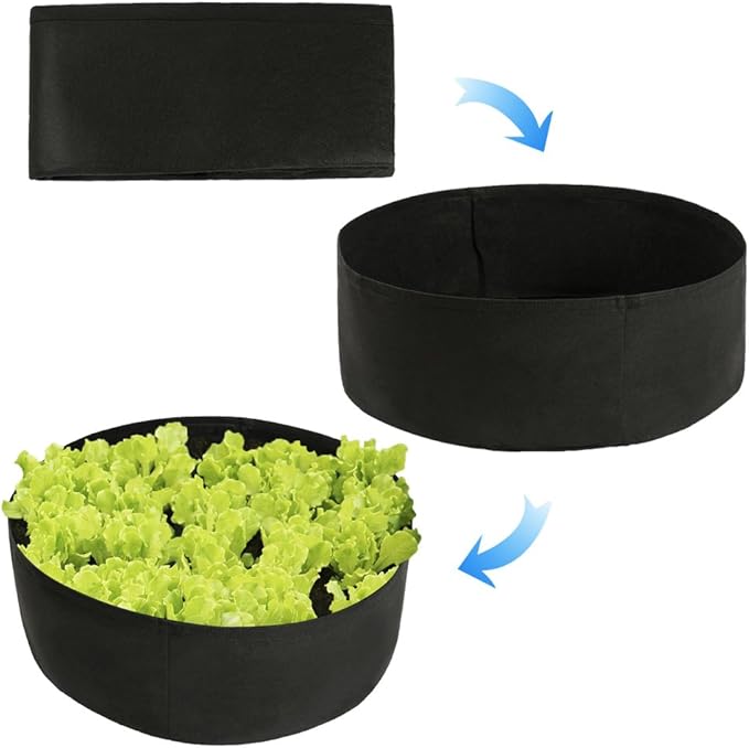 Firlar 2 Pack Fabric Raised Garden Bed, 15 Gallon Grow Bag Planting Bed Round Raised Planter Garden Bed Bag Planter Container for Plants, Herb, Flowers and Vegetables, Black