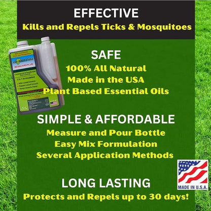 Mosquito Fogger Outdoor Plant Based Spray for Yard, Natural Tick Control Kills Repels Harmful Bugs, Safe for Kids Pets Plants, 16 Oz Covers 2 Acres