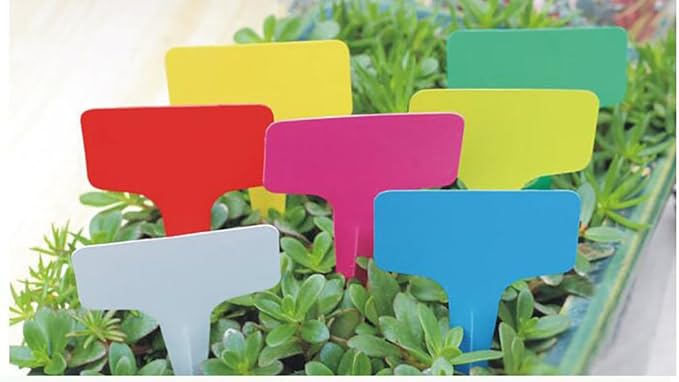 100PCS Reusable Assorted Colour Nursery Garden T-Type Plant Labels Markers Tags Plastic Waterproof Plant Stakes