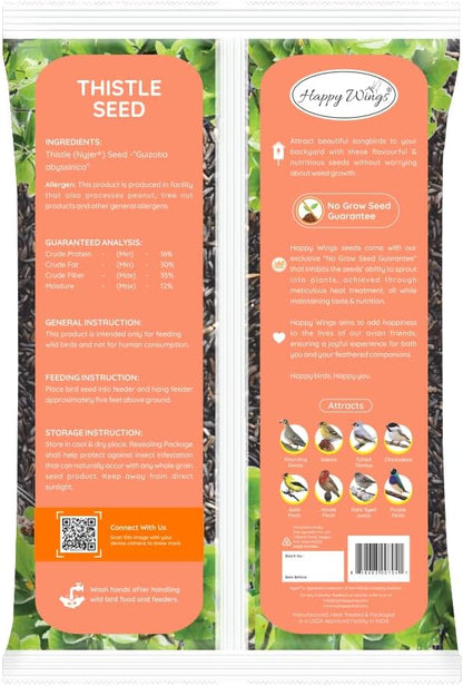 Happy Wings Nyjer/Thistle Seeds Wild Bird Food - 10 Pounds I No Grow Seed I Bird Seed for Wild Birds