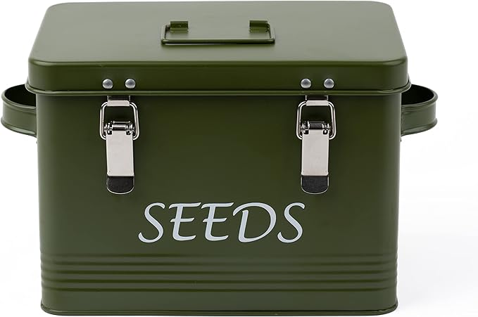 Seed Storage Box Garden Seed Packet Storage Organizer Seed box with dividers, Comes with 10 Seed envelopes, 10 Plant Labels