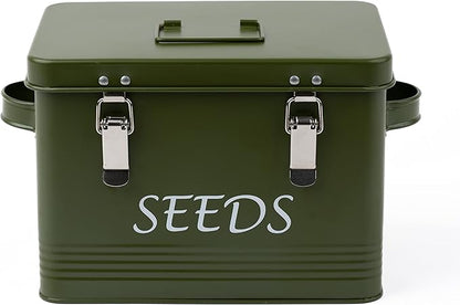 Seed Storage Box Garden Seed Packet Storage Organizer Seed box with dividers, Comes with 10 Seed envelopes, 10 Plant Labels