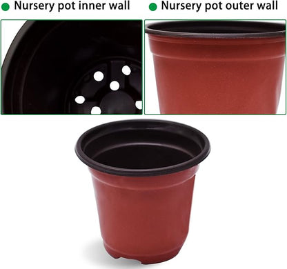 WFLNHB 100 Pack 3.5 Inch Nursery Pots Plastic Plant Pots Flexible Seedling Pot for Indoor and Outdoor Use