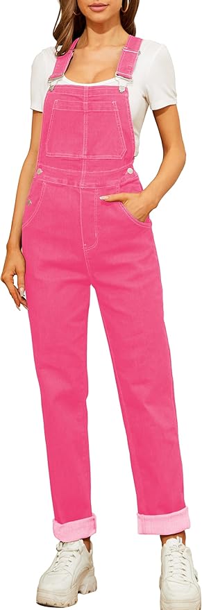 Bib Overalls for Women Fashion Jean Jumpsuit Adjustable Strap Coveralls