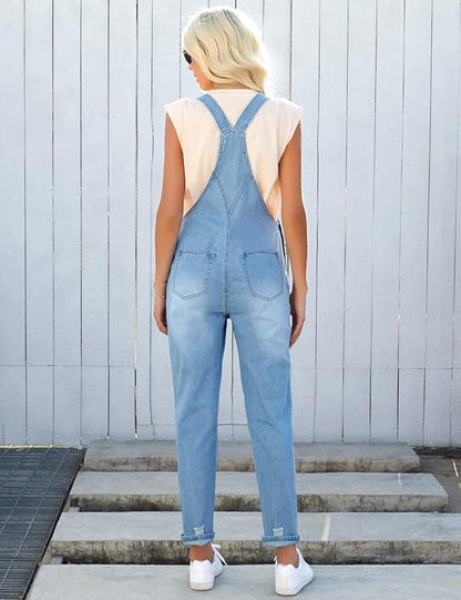Vetinee Womens Classic Adjustable Straps Pockets Denim Bib Overalls Jeans Pants