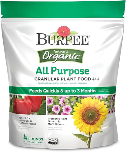 Burpee Natural Purpose Granular 4-Lb Organic Food for Growing Strong Plants & Organic Coconut Coir Concentrated Seed Starting Mix, 16 Quart