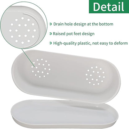 5-Pack White Herb Planter Box with Drip Trays, 8.5 Inch Small Oval Window Planters for Kitchen Sill, Indoor Outdoor, Perfect for Basil, Mint, Succulents, Flowers