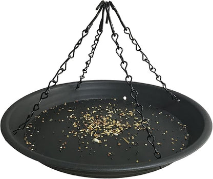 12.8" Homes Garden Platform Bird Feeder, Large Hanging Tray Squirrel Feeder, Seed Catcher Tray, Bird Viewing, Backyard, Large Capacity, Black