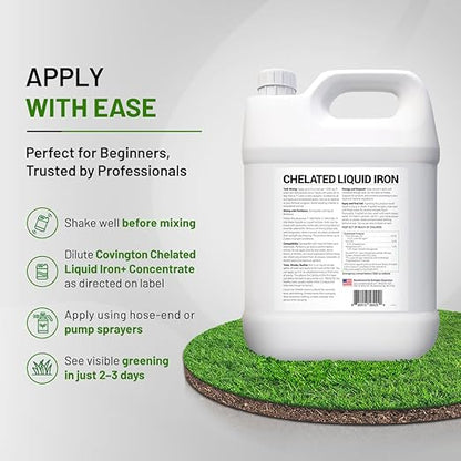 Covington Chelated Liquid Iron Concentrate (2.5 Gallon) Lawn & Garden Liquid Iron & Nitrogen Supplement for Plants, Shrubs & Trees, Treats Deficiency, Discoloration, Stunted Growth & Root Stress