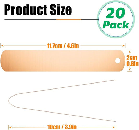 Cosmos 20 Pack Metal Plant Labels Copper Tree Tags Double Sided Write On Metal Garden Tags Waterproof Reusable Plant Markers for Outdoor Greenhouse Vegetables Flower Identification